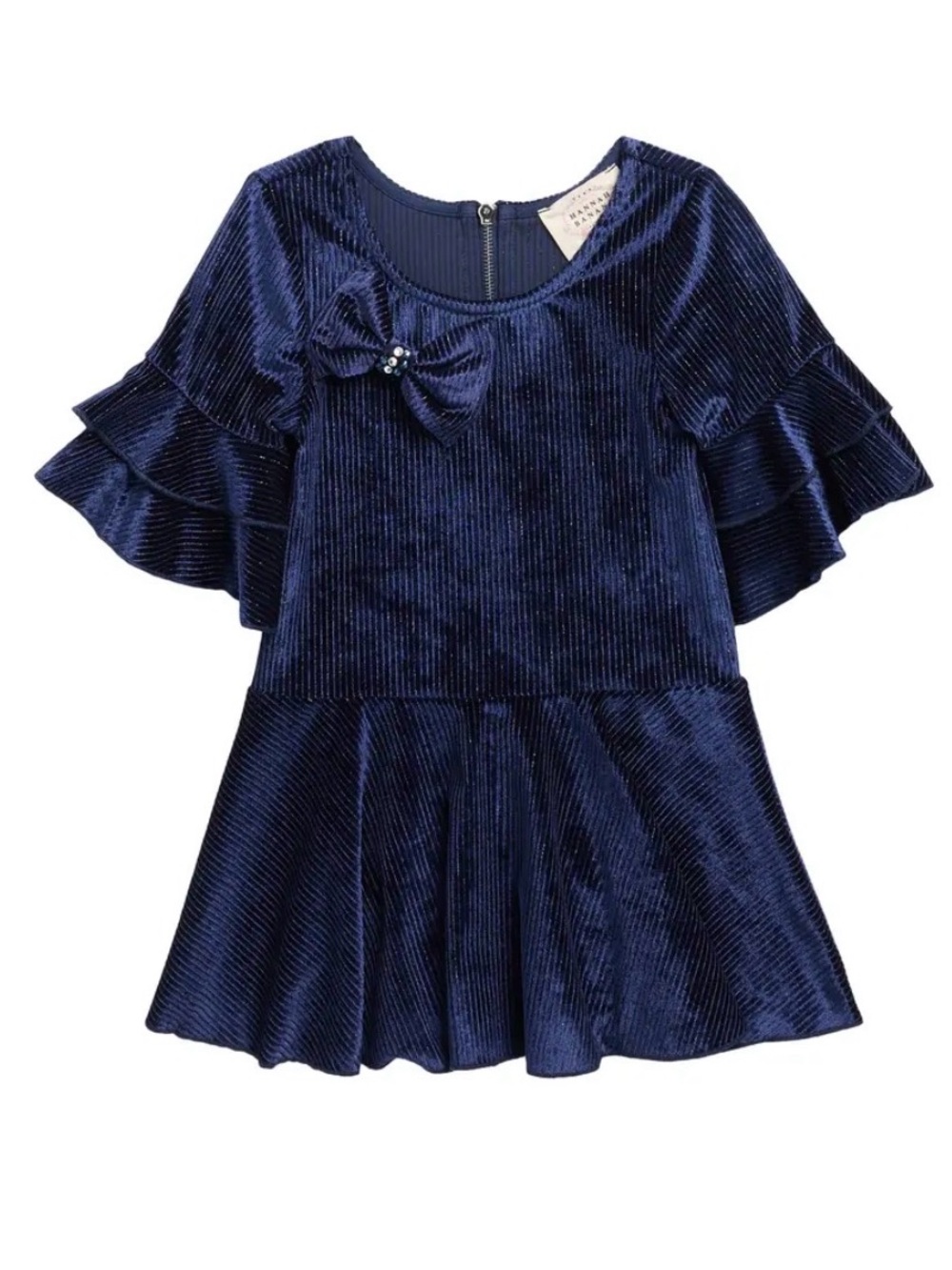 Hannah Banana NWT navy ruffle velvet dress 3T